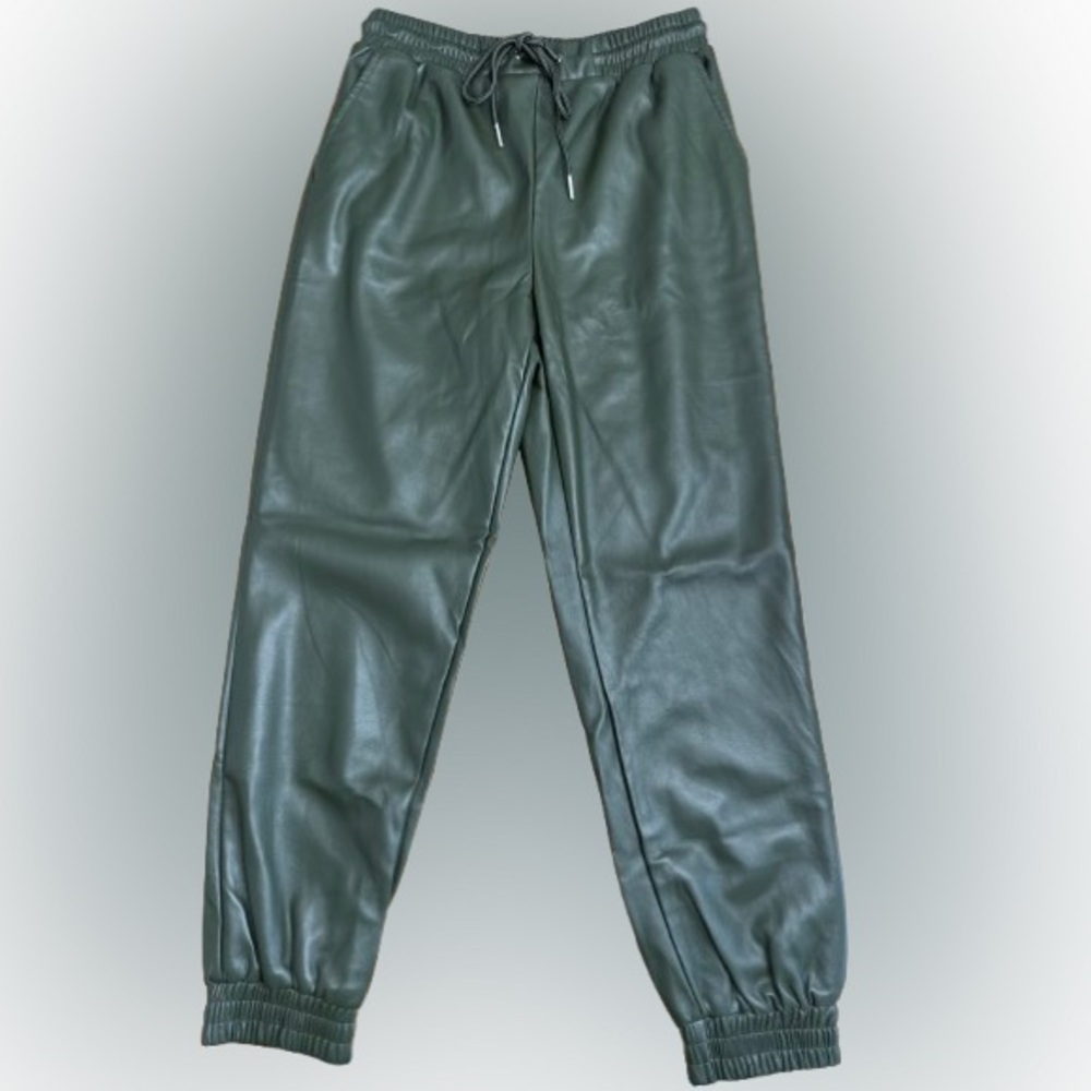 Francesca's Collections Olive Faux Leather Joggers Sz Medium NEW w/Tag
